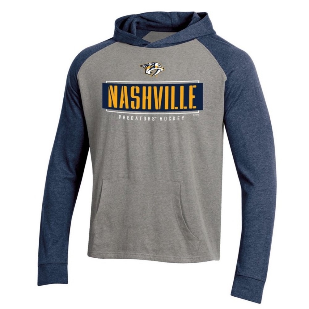 NHL Nashville Predators Gray Lightweight Gray Blue LS Men’s Hoodie Size S New!